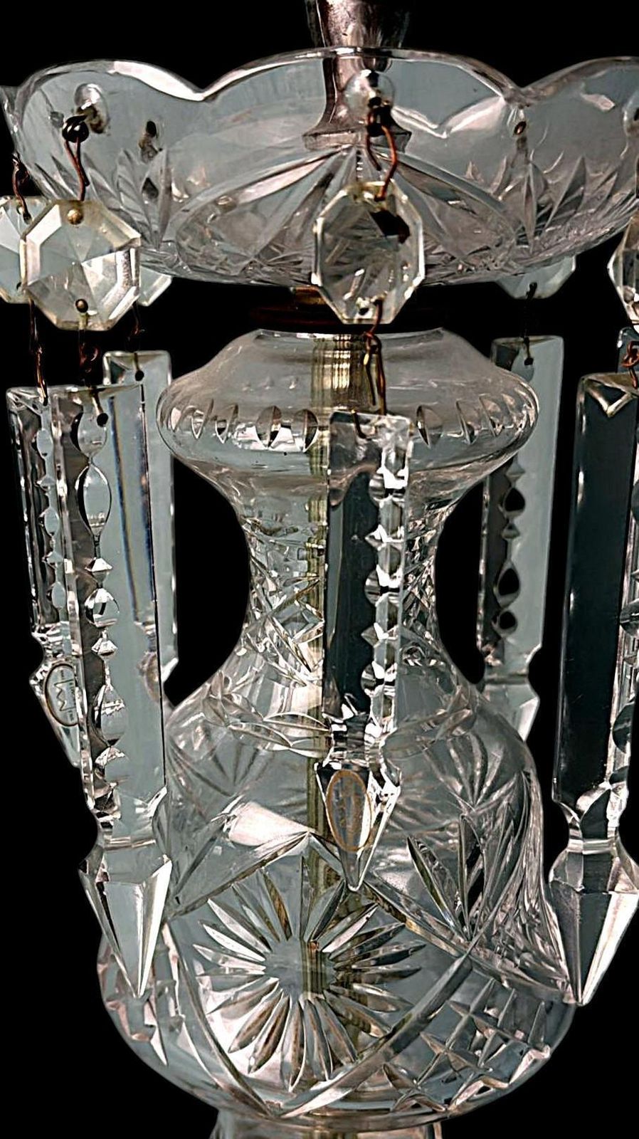 Lighting Louis XVI Revival French Table Lamp Crystals And Decorative Base (No Lampshade) photo