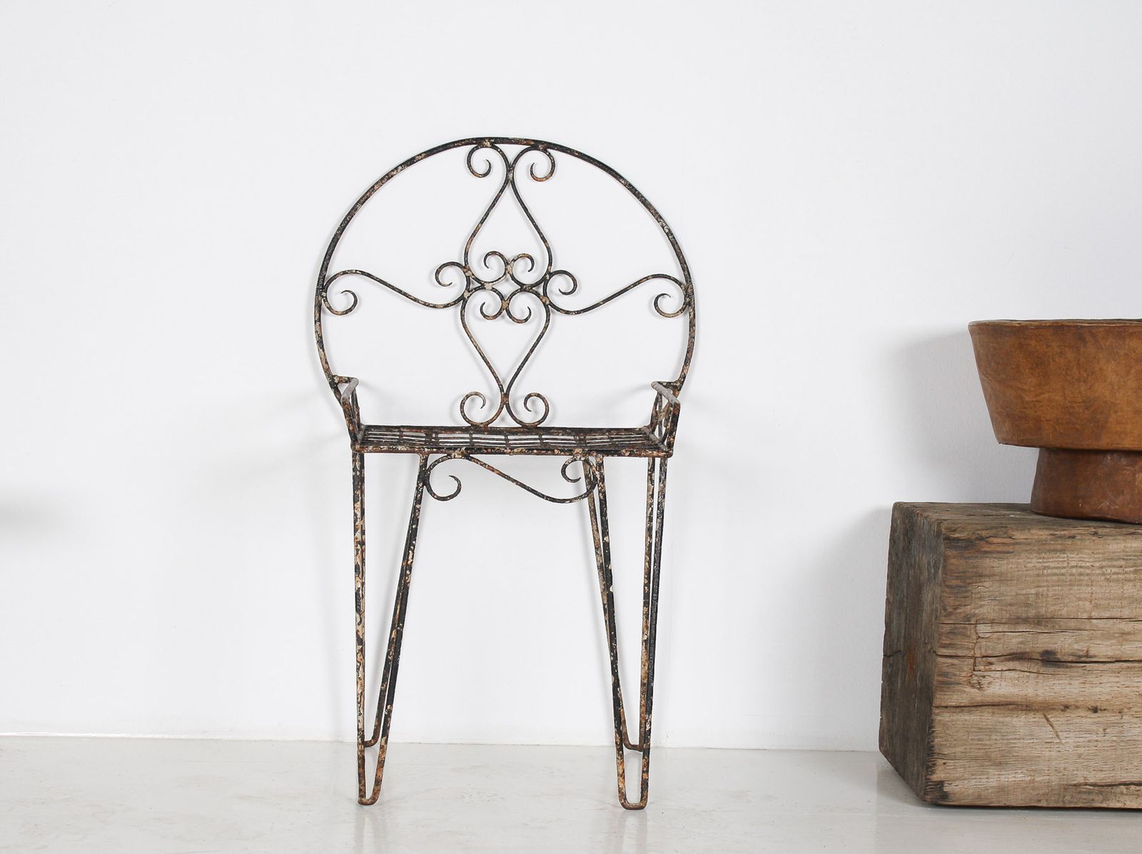Beautiful Weathered Wirework Scroll Iron Garden Chair photo furniture
