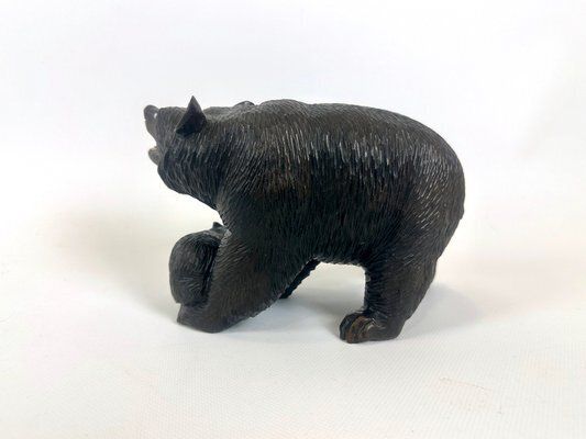 Japanes Bear With Cub Wooden Carved Ainu Figurine, 1900s photo furniture