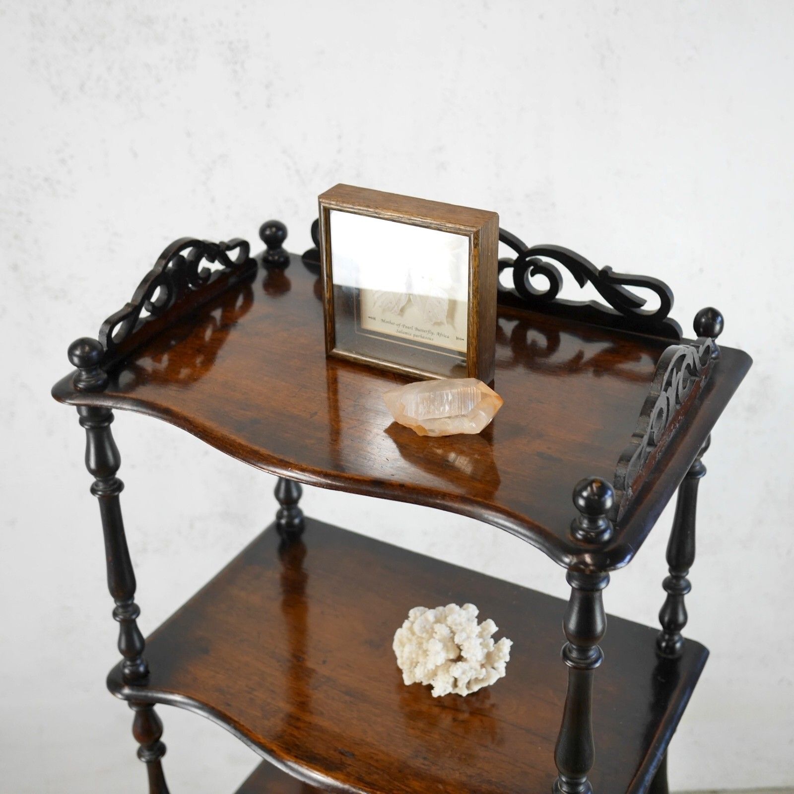 photo furniture Antique 19th Century Tall 4 Shelf Whatnot Display Stand Ebonised #102850