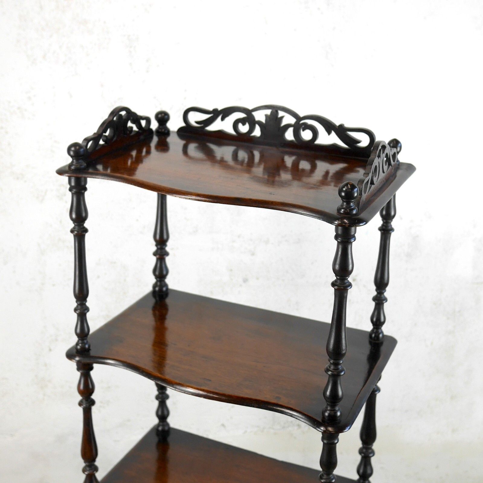 photo for sale Antique 19th Century Tall 4 Shelf Whatnot Display Stand Ebonised #102850