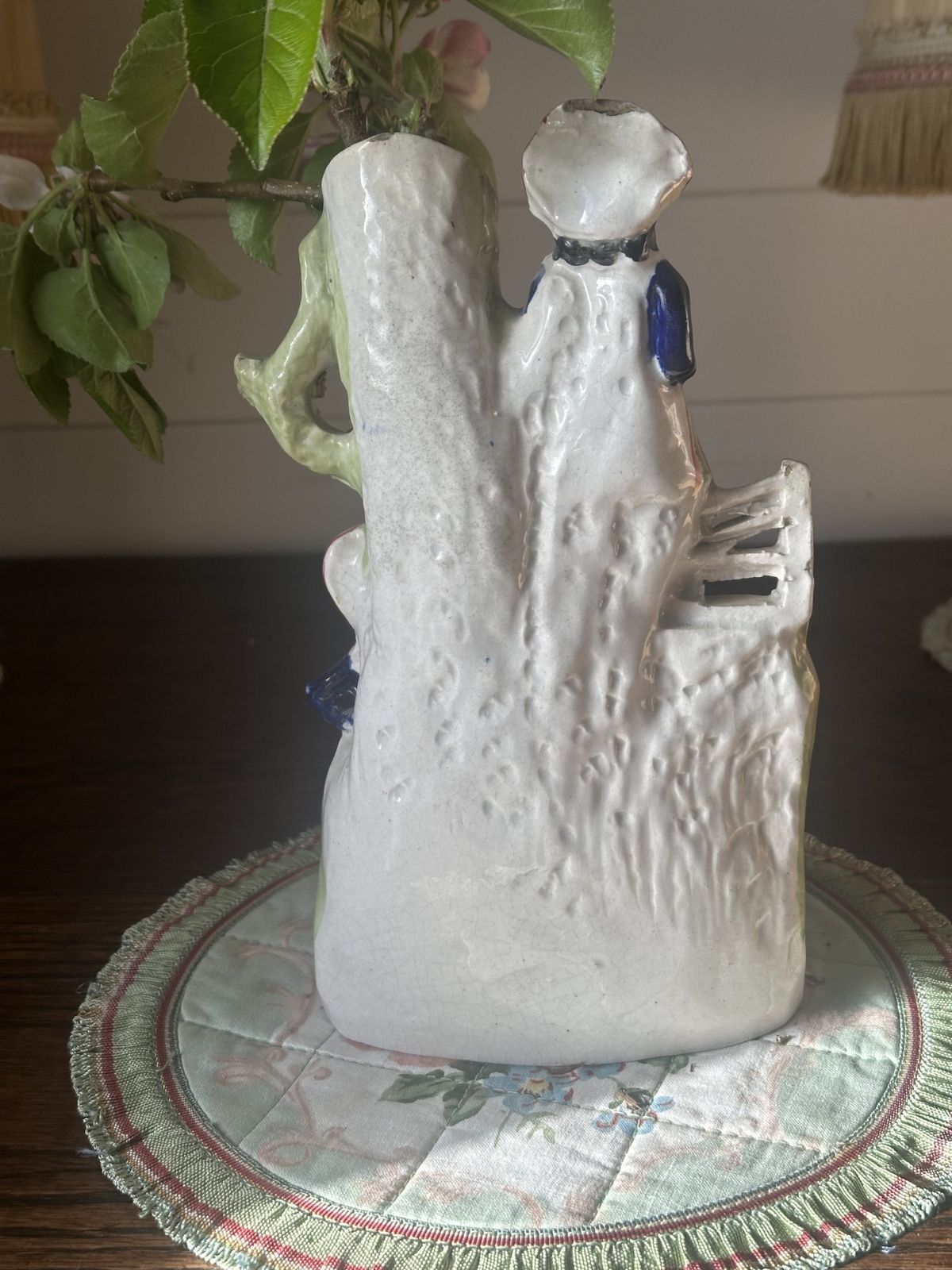 Pretty Antique Staffordshire Ware Slip Vase photo vinterior