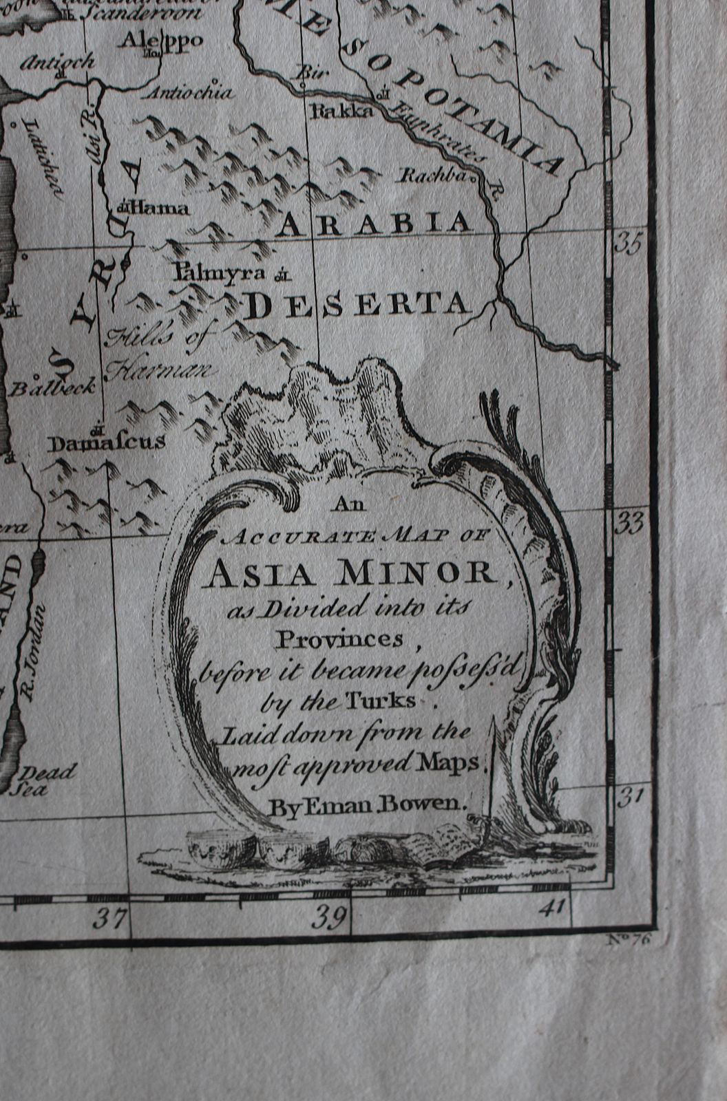An 18th Century Copperplate Map ‘Asia Minor’ ~ Turkey, Crimea, Cyprus And The Holy Land By Emanuel Bowen. photo furniture