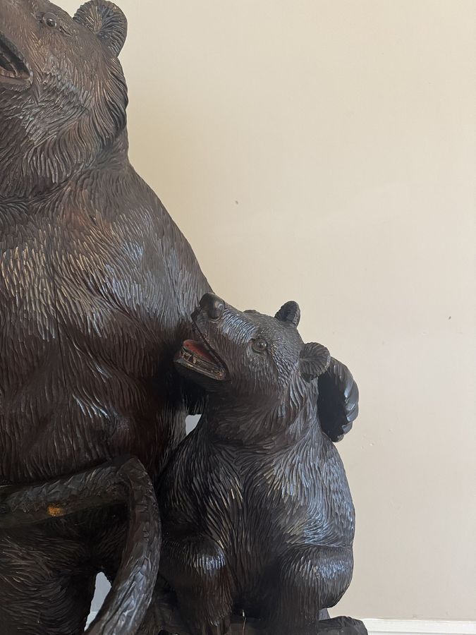 photo furniture Fantastic Quality Large Antique Black Forest Carved Bear Double Stick Stand