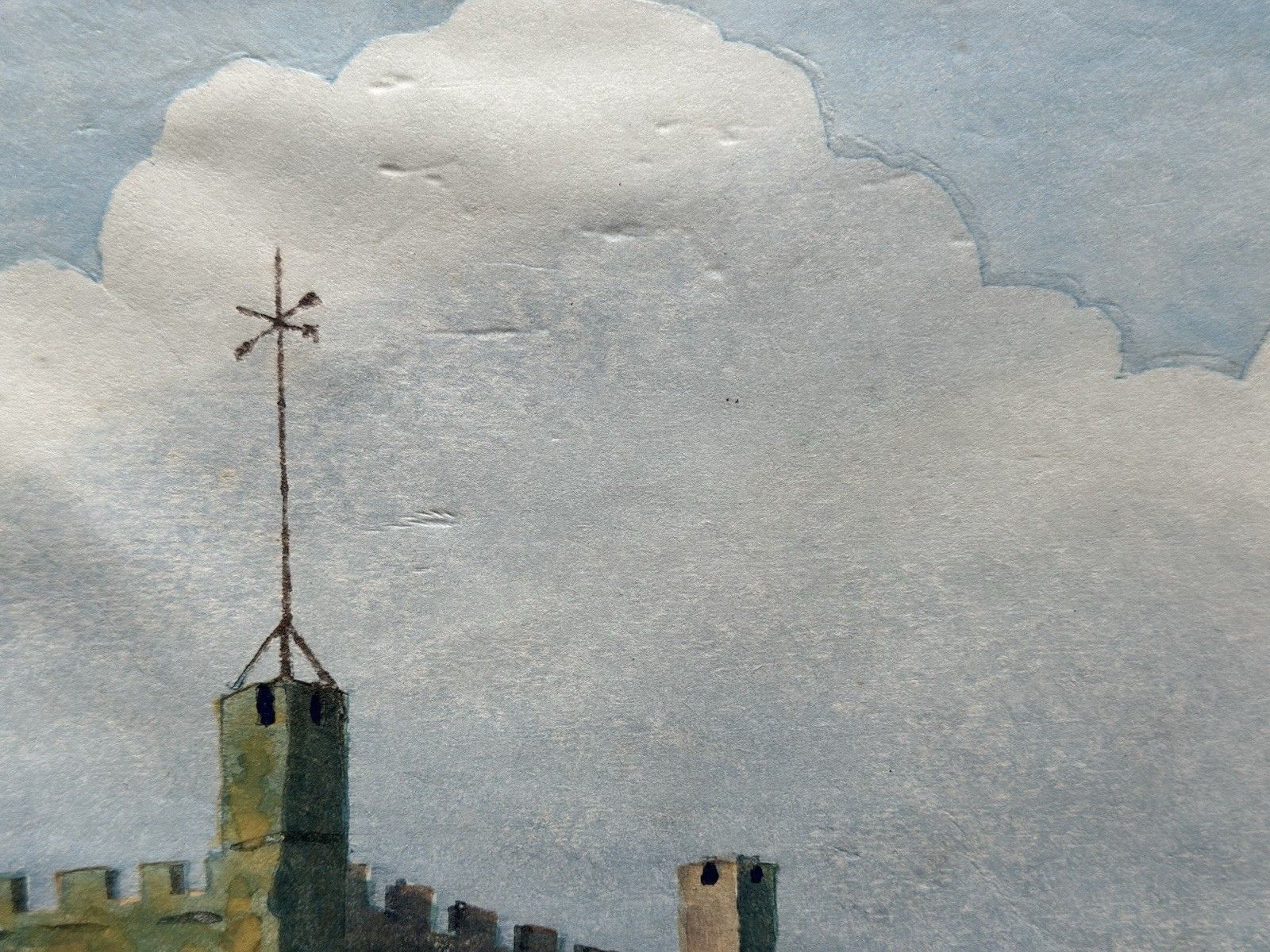 Eric Slater (1896 1963) Modern British Coloured Woodcut Tregenna Castle Hotel photo Art