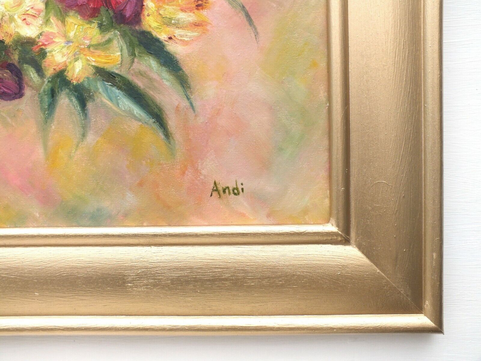 Peonies Tulips Floral Flowers Oil Painting Signed Framed Original Andi J Lucas photo 1277.0