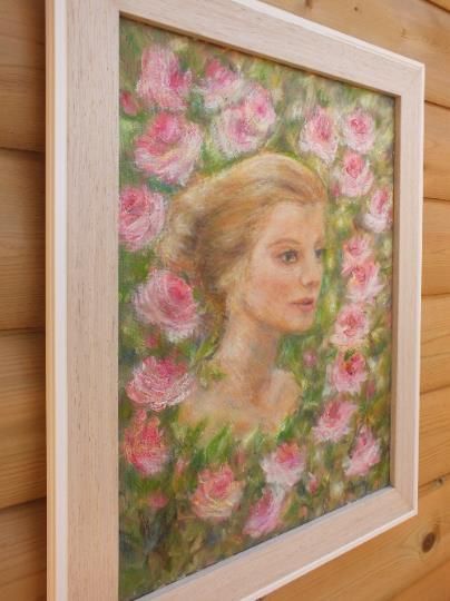 Girl Woman Portrait Original Oil Painting English Rose Framed Signed Andi Lucas photo 197.0
