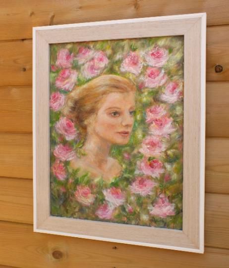 Girl Woman Portrait Original Oil Painting English Rose Framed Signed Andi Lucas photo buy