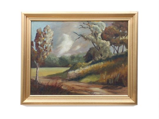 Vintage  Mid Century Original Oil Painting Framed Signed Landscape Woodland
