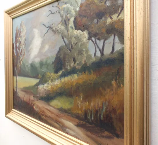 Vintage  Mid Century Original Oil Painting Framed Signed Landscape Woodland photo 120.0