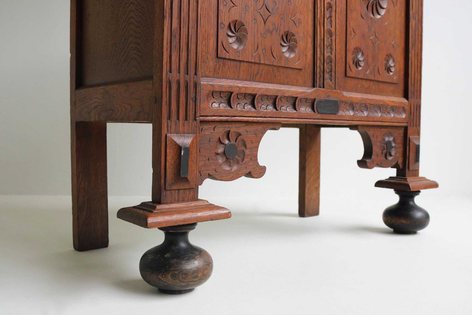 Antique Oak Neo Renaissance Style Stick Or Umbrella Stand With Zinc Liner, Dutch 1900s photo for sale