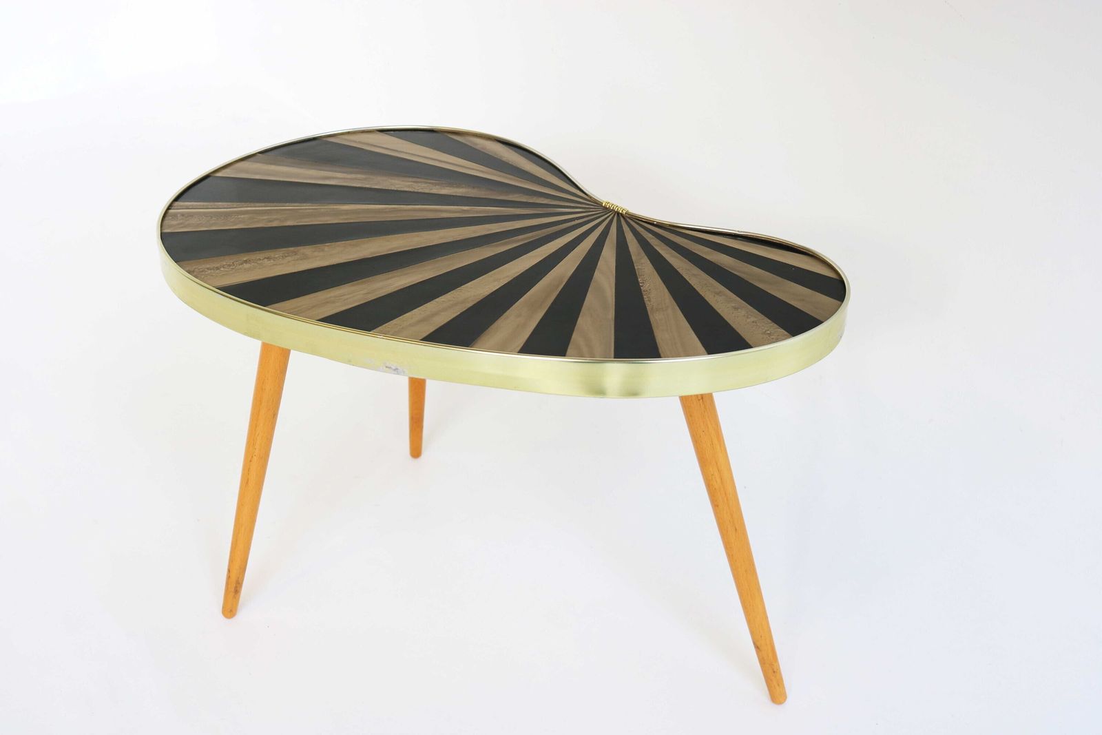 Vintage Kidney Shaped Side Table Plant Table Sun Rays Mid Century Plant Stand Flower Coffee Table 60s German Rockabilly Space Atomic Age photo for sale