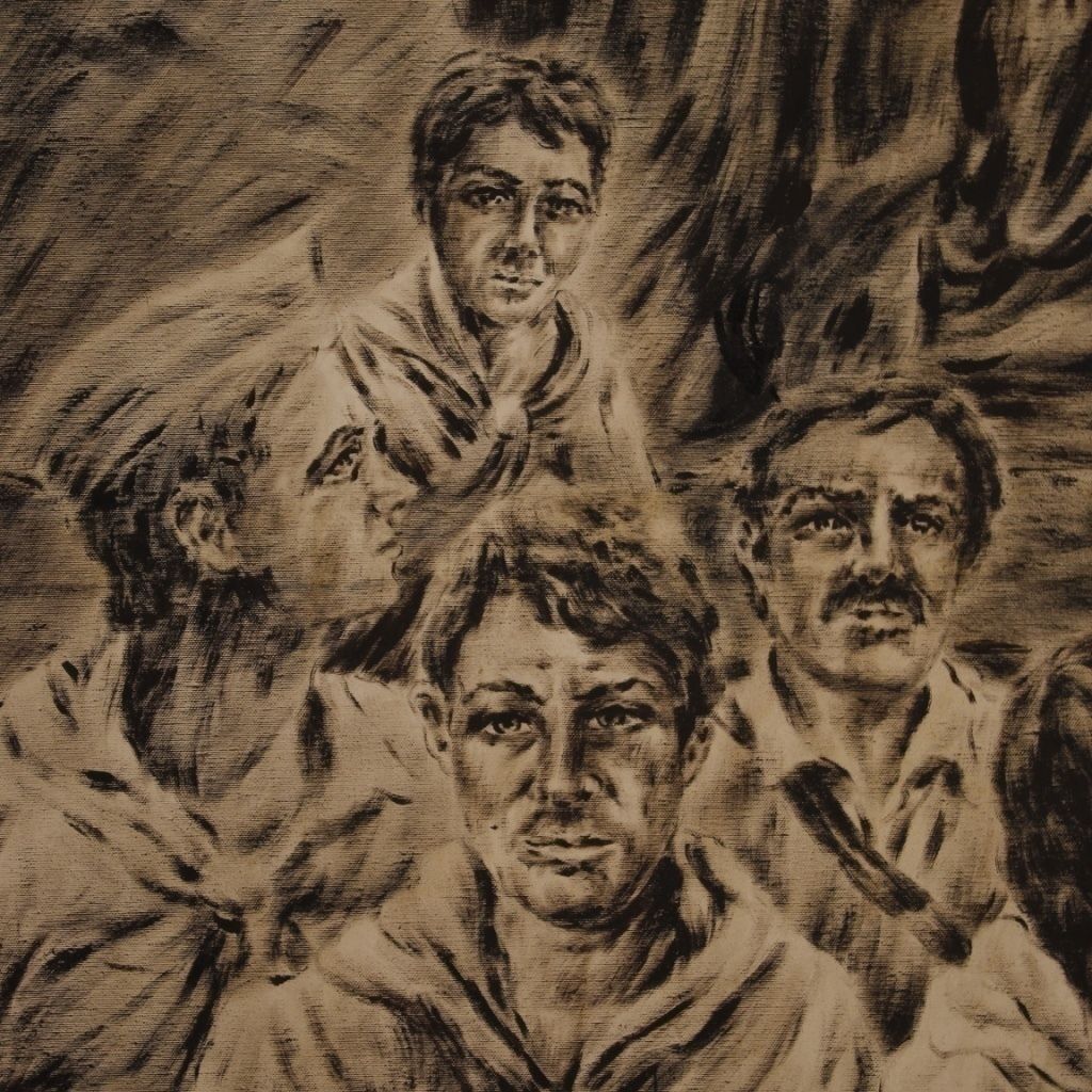 photo for sale Painting Signed Vittorini C. Allegory Of The Judgment Of Soldiers In War