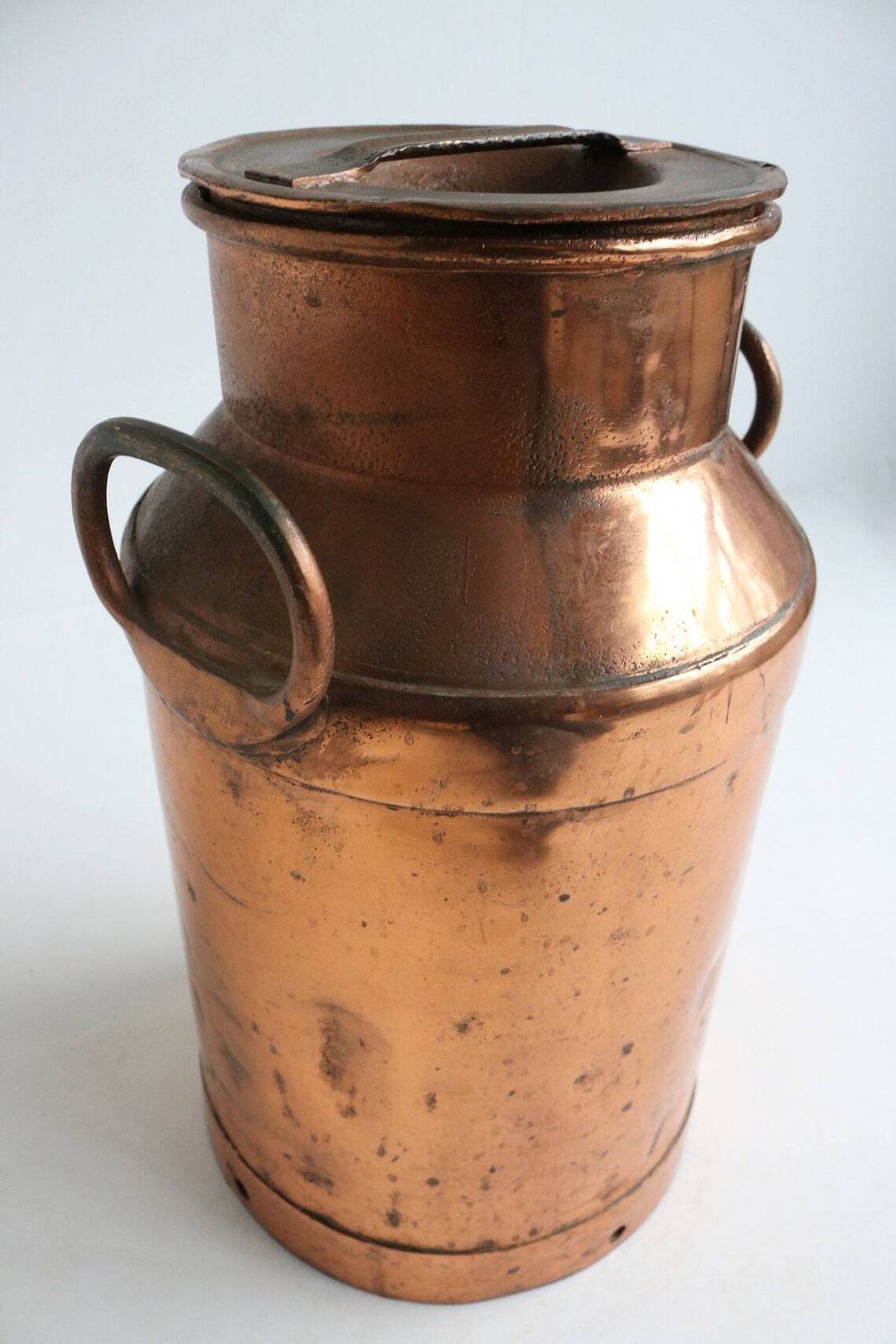 Authentic Antique Copper Plated Milk Jar Handles Umbrella Stand Holder 1880  1900s Country Style Can Farm Late 19th Century Milk Container photo Home Decor