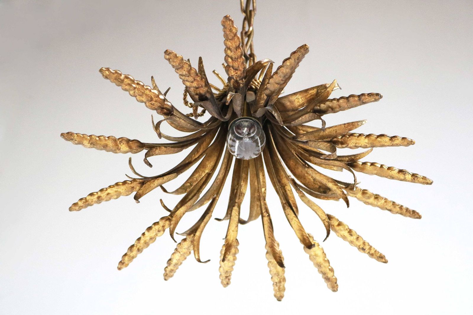 Vergulde Tarweschoof Hanglamp Van Designer Hans Kögl, Jaren 1960 – Hollywood Regency Vintage Hanglamp