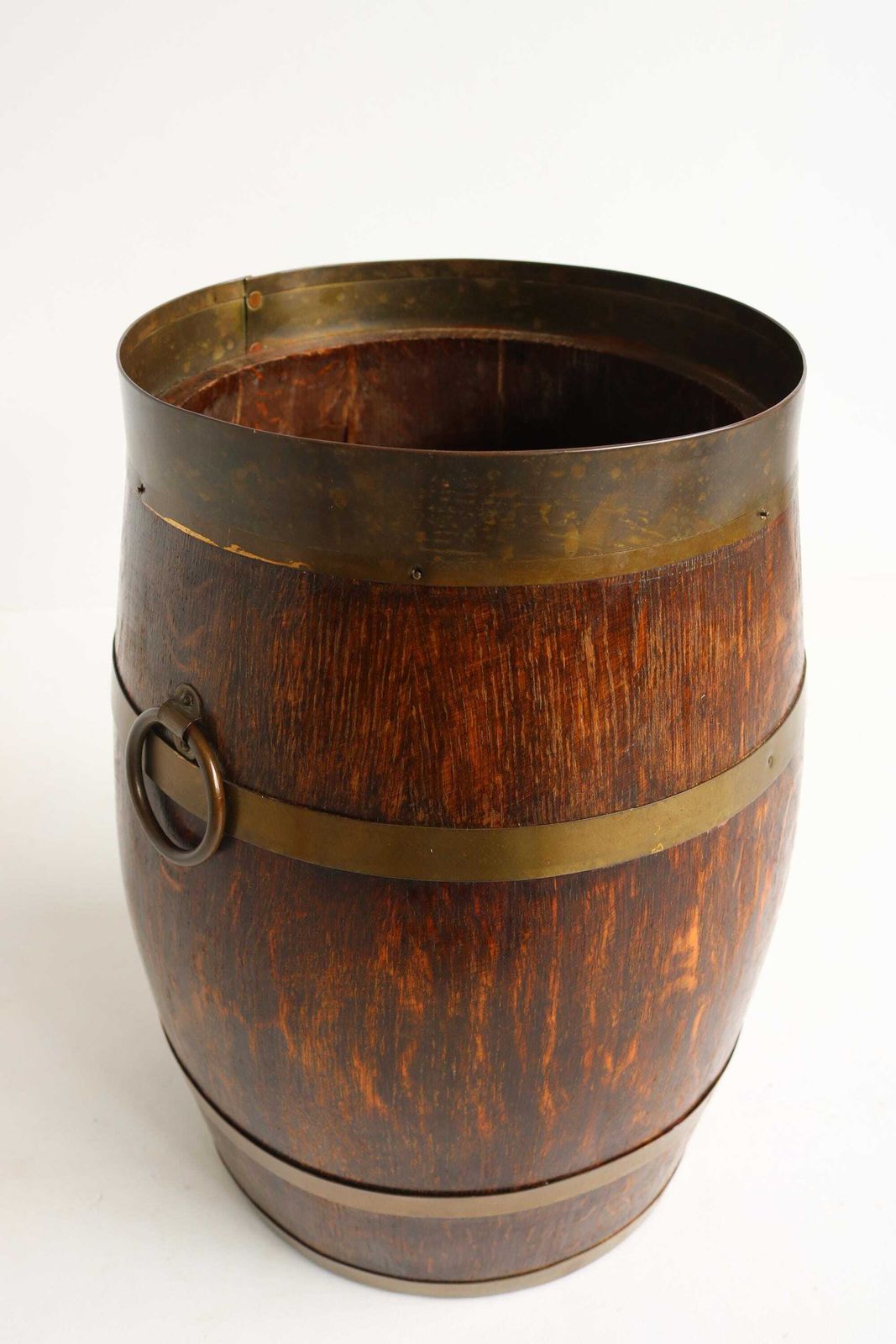 Antiek Art Deco Parapluhouder En Wandelstokstandaard Van Eiken En Koper, Gemerkt Exfa, 1920–1930 photo Woonaccessoires