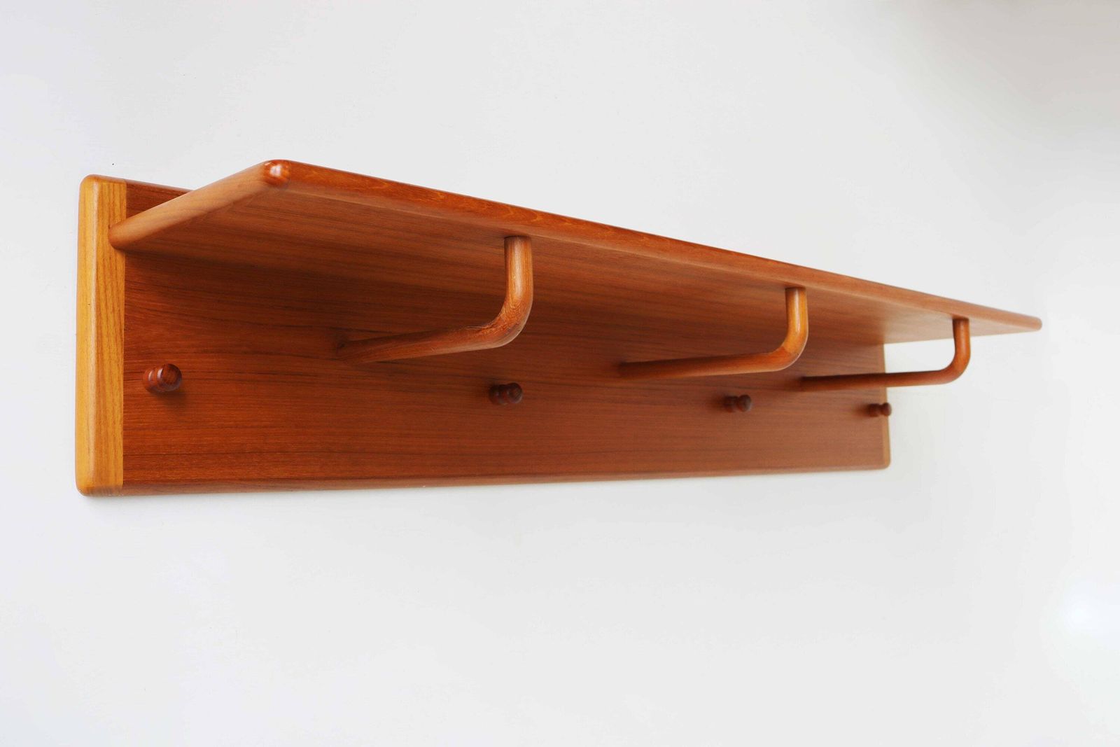 Mid Century Modern Wall Mounted Coat Rack Teak Coatrack By Aksel Kjersgaard For Vildbjerg Mobelfabrik, Denmark, 1960's Scandinavian Design photo vinterior