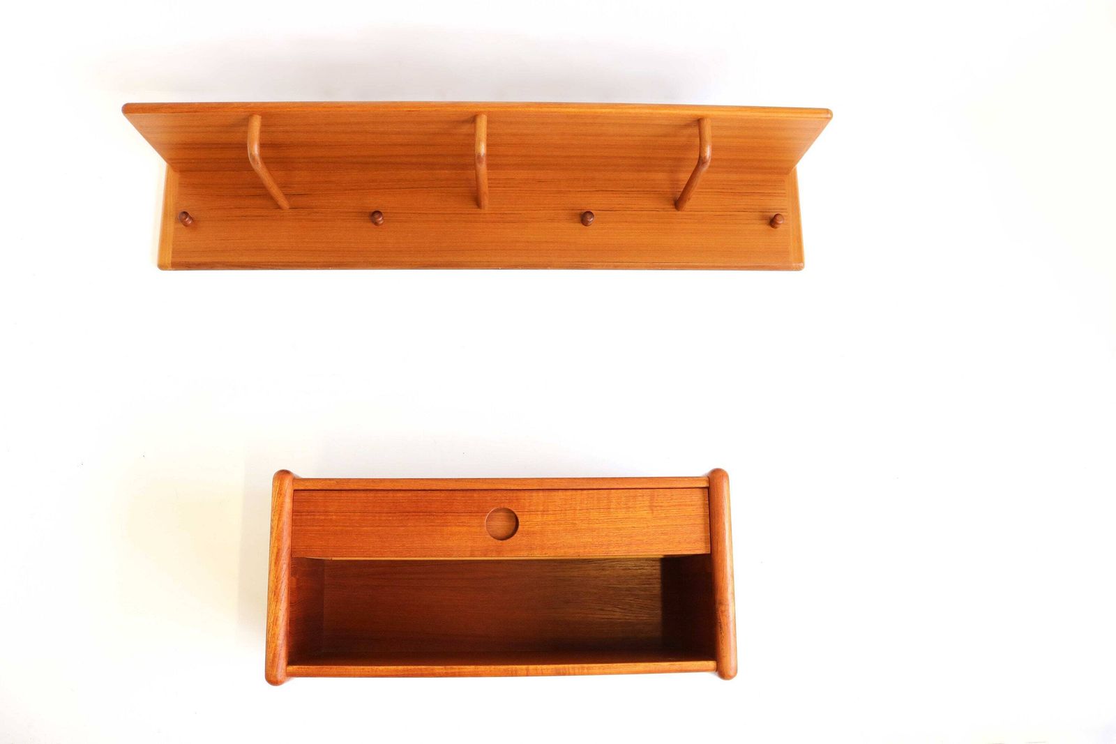 photo for sale Mid Century Modern Wall Mounted Coat Rack Teak Coatrack By Aksel Kjersgaard For Vildbjerg Mobelfabrik, Denmark, 1960's Scandinavian Design