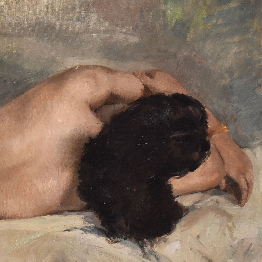 Nude Woman Painting, French Painter, Naked Woman Seen From Behind, 1950s, XX Century. (Qn651) photo Art