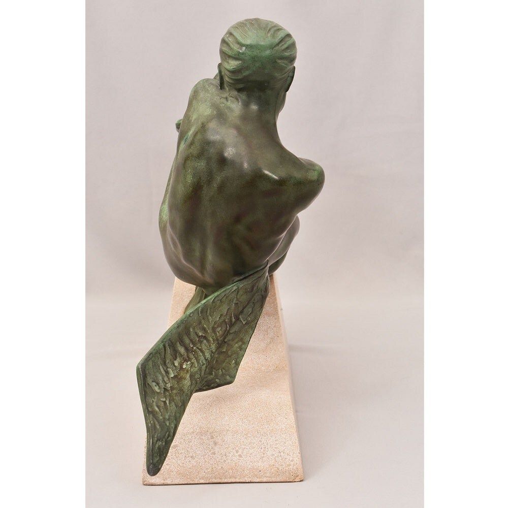 photo furniture Antique Antimony Statues, Warrior, Signed Max Le Verrier, Art Déco. (Stan92)