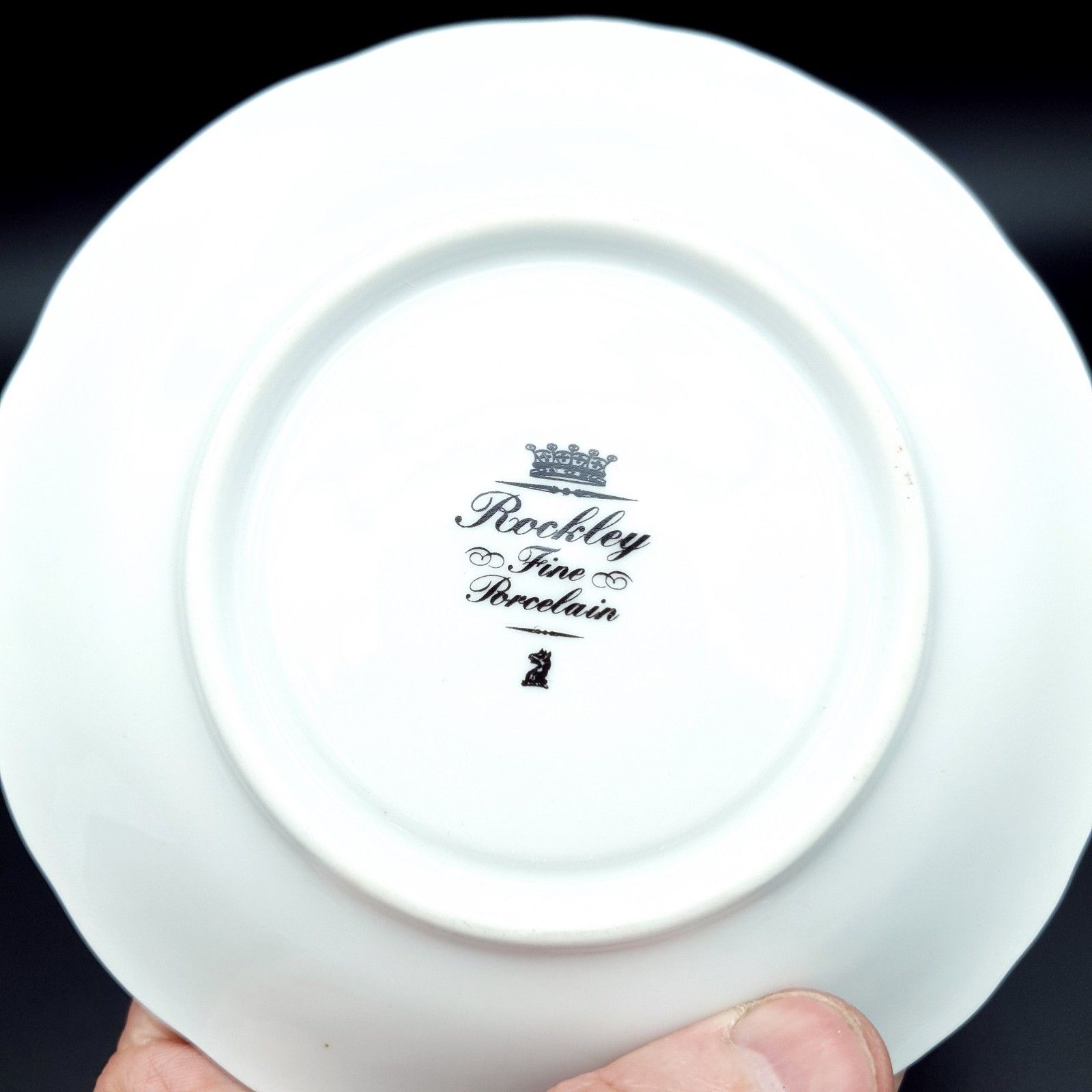 photo furniture Rockley Fine Porcelain Set Of 5 White Gold Tea Cup, Saucer, Dish, Plates Vintage