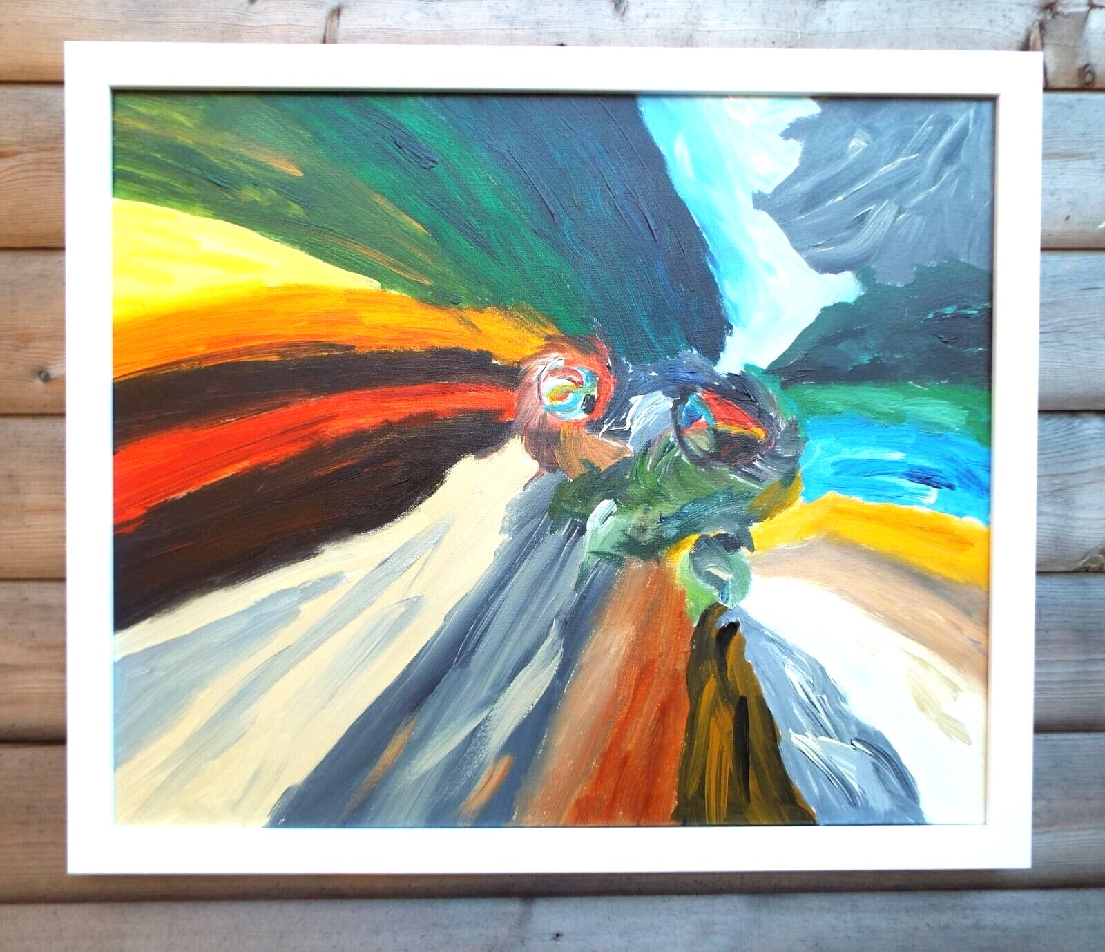 Abstract Expressionist Framed Painting Elements Might Signed Fraser J Lucas photo Art
