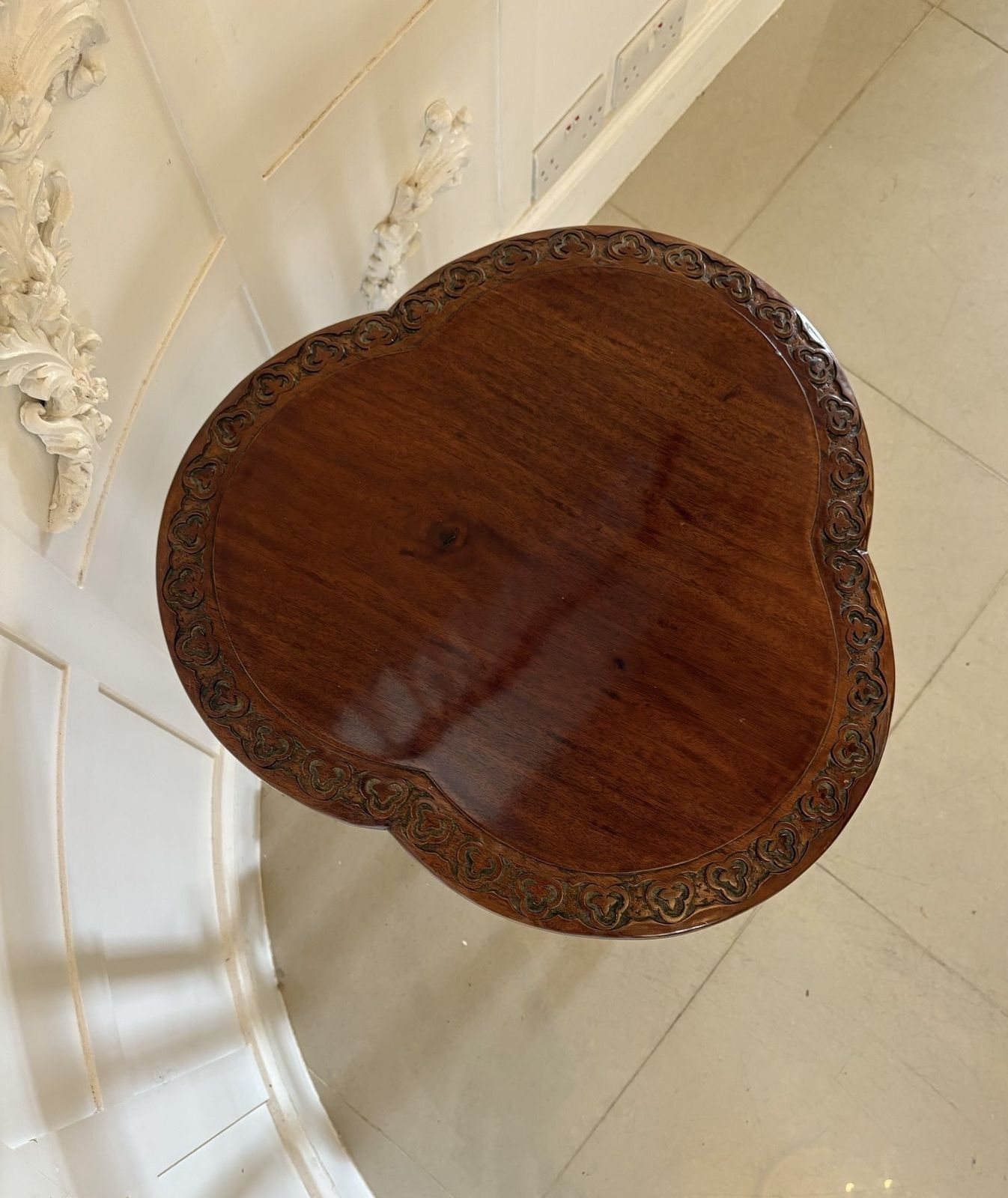 Antique Early 20th Century Carved Mahogany Side Table photo for sale
