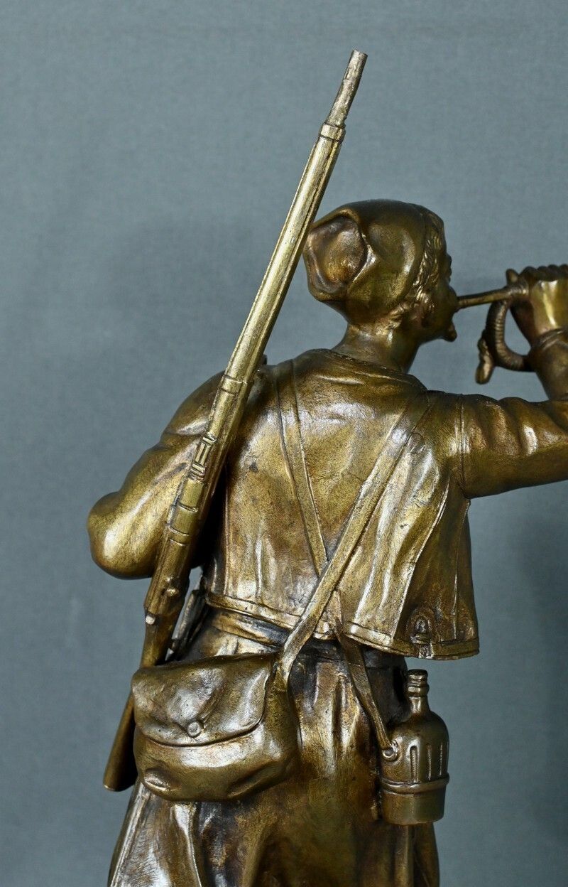 Art Bronze “The Zouave Trumpeter” By E. Carlier – Early 20th Century photo