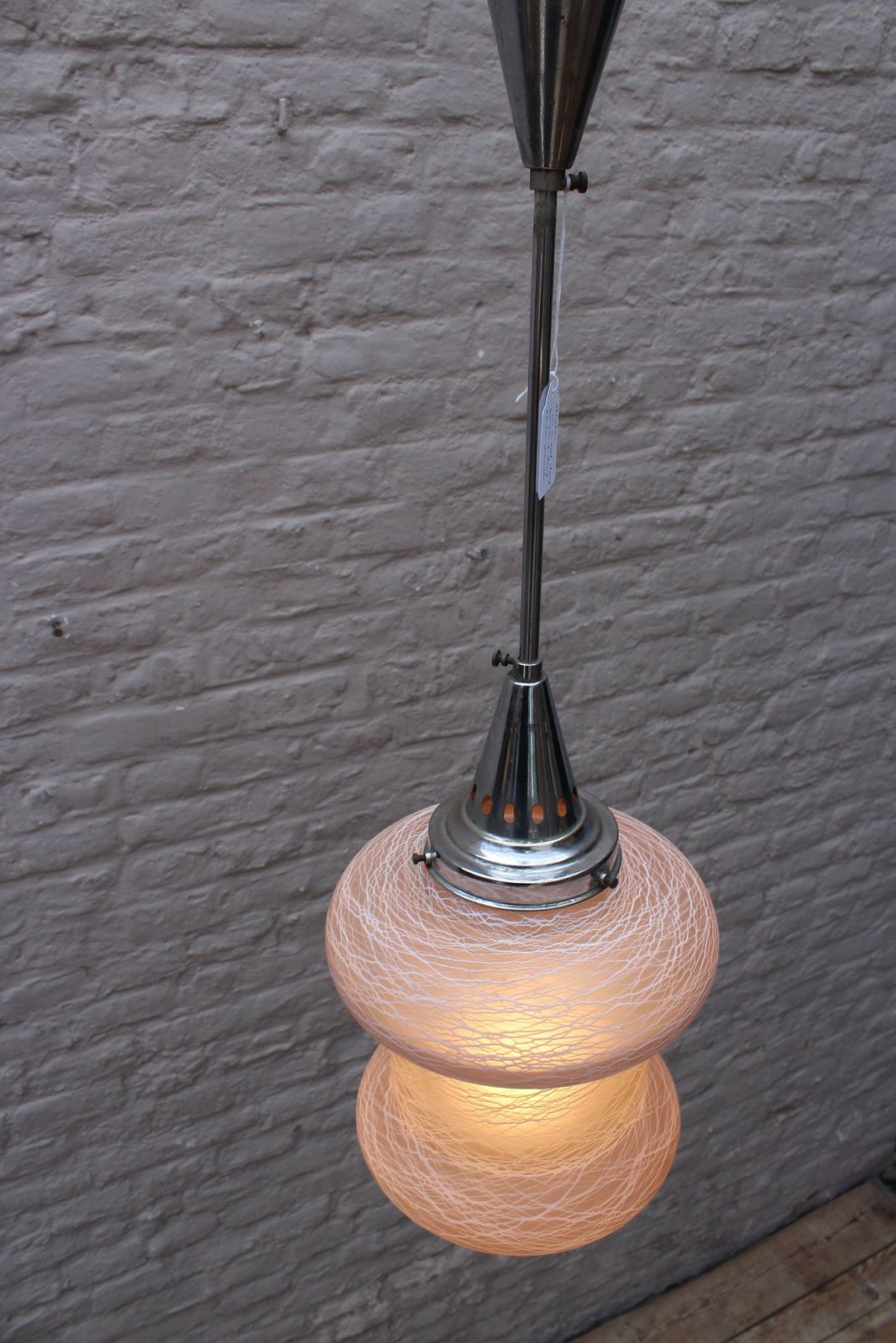 Rare Art Deco Art Nouveau Pendant Ceiling Light Lamp Shade Glass Vintage Salmon Colored Glass Sphere photo Lighting