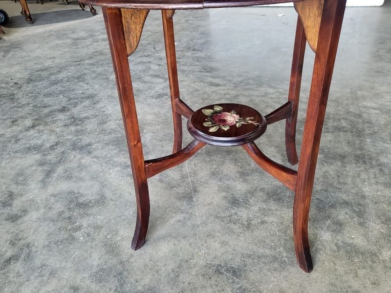 Vintage 20thc Round Oak 2 Tier Floral Side End Occasional Table photo furniture