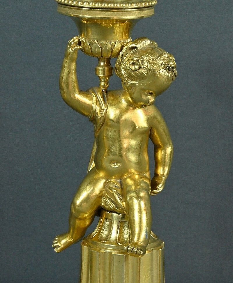 1210.0 Pair Of Gilt Bronze Candlesticks, Louis XVI – Mid 19th Century photo