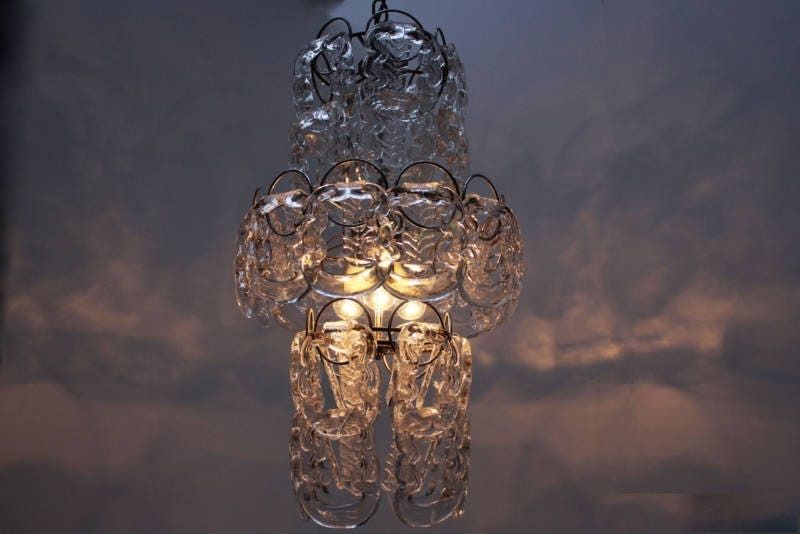 Mid Century Modern Glazen Hanglamp Van Murano Glas, Ontwerp Angelo Mangiarotti Voor Vistosi, Ca. Jaren 1960 photo 984.0