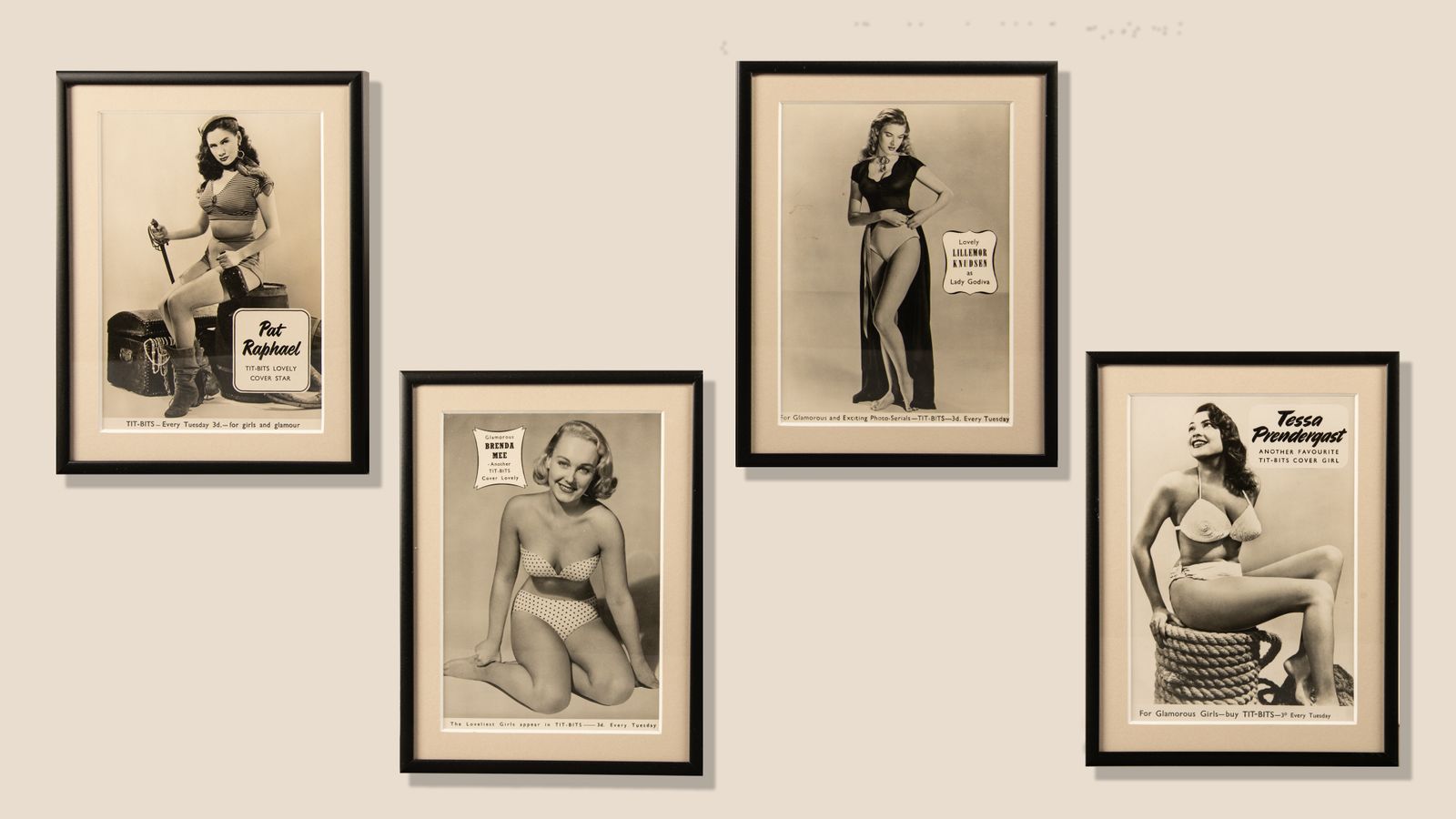 Framed 1950s Pin Up Girl Cover Star Photographs – Set Of 7