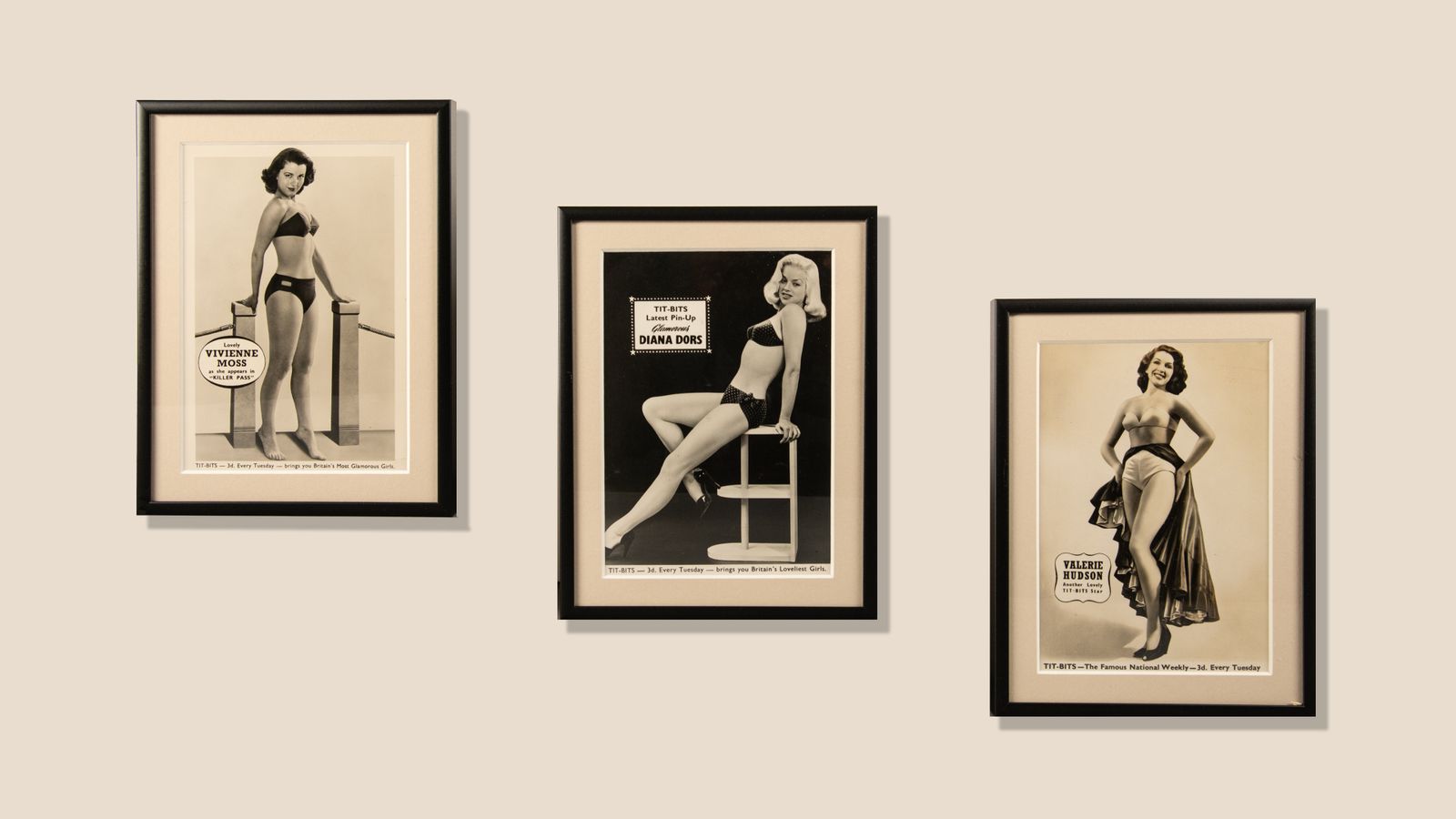 Framed 1950s Pin Up Girl Cover Star Photographs – Set Of 7 photo Art