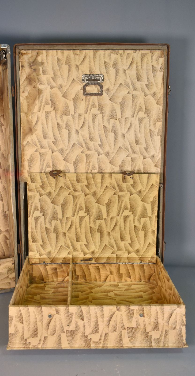 Furniture French Antique Steamer Trunk Suitcase photo