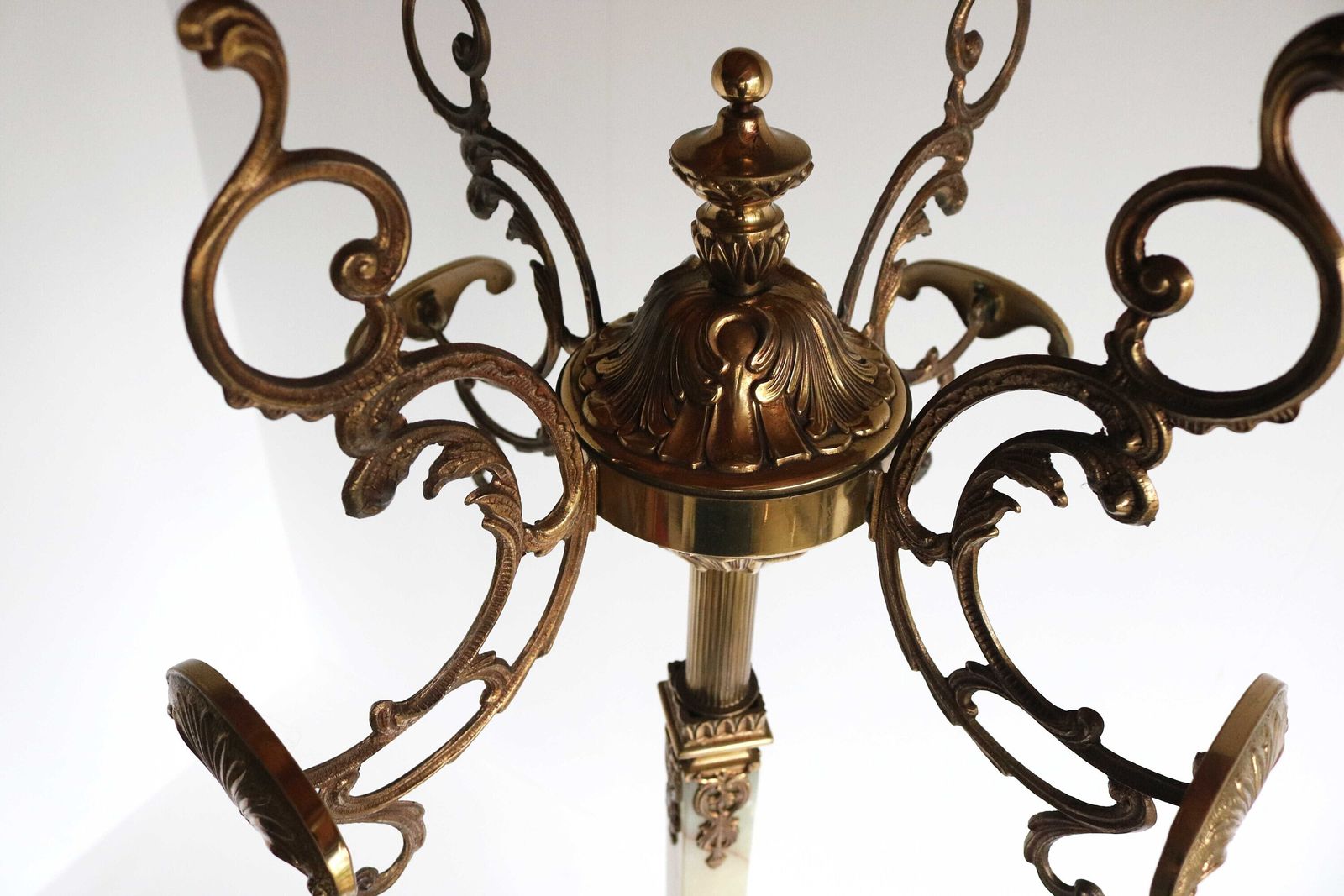 Gorgeous Italian Ornate Casted Brass & Onyx Marble Coat Hat Rack Hall Tree Floor Stand Hollywood Regency Vintage Eye Catcher Classic photo Home Decor
