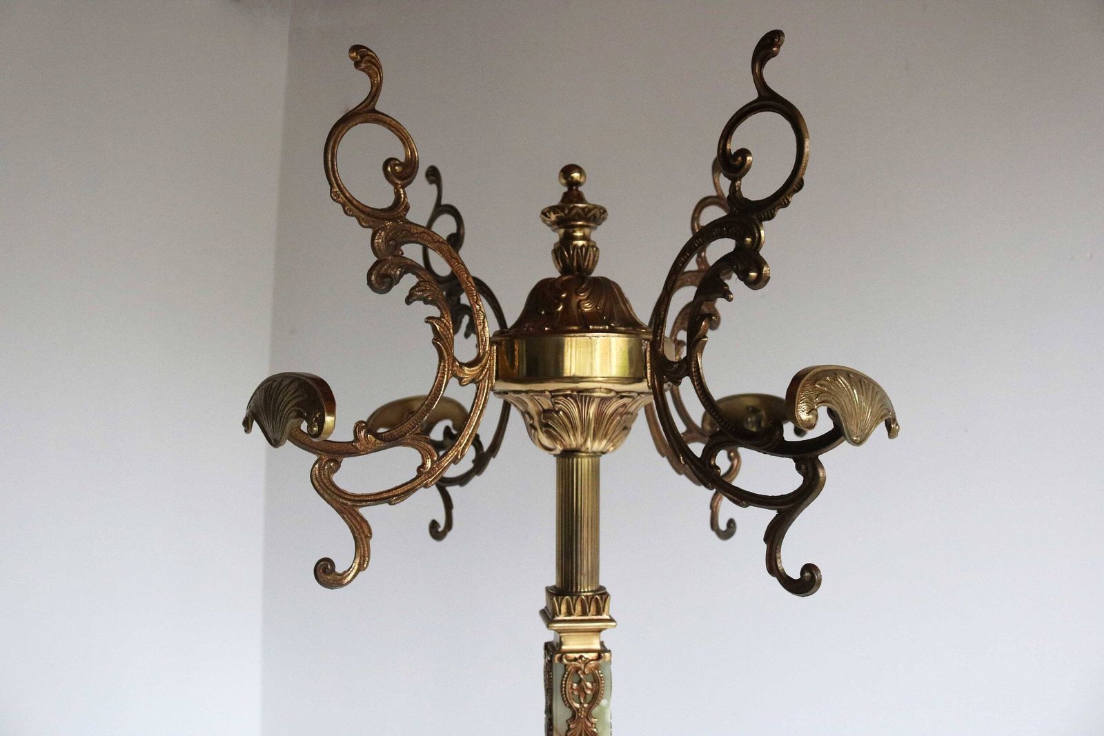 Gorgeous Italian Ornate Casted Brass & Onyx Marble Coat Hat Rack Hall Tree Floor Stand Hollywood Regency Vintage Eye Catcher Classic photo 1973.0