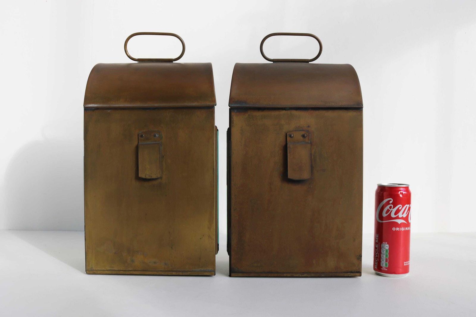 photo for sale Pair Victorian Ship's Brass Lanterns By Davey & Co Of London, England Ca 1890 , Yacht Cabin Lanterns 19th Century