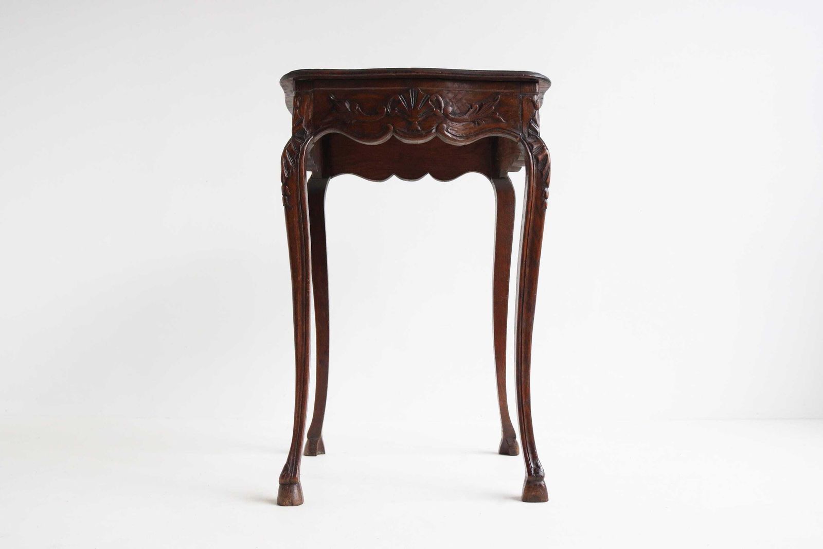 Antiek Frans Bijzettafeltje In Louis XV Stijl, Begin 1900s, Eiken, Handgesneden, Plantentafel, Wijntafel photo furniture