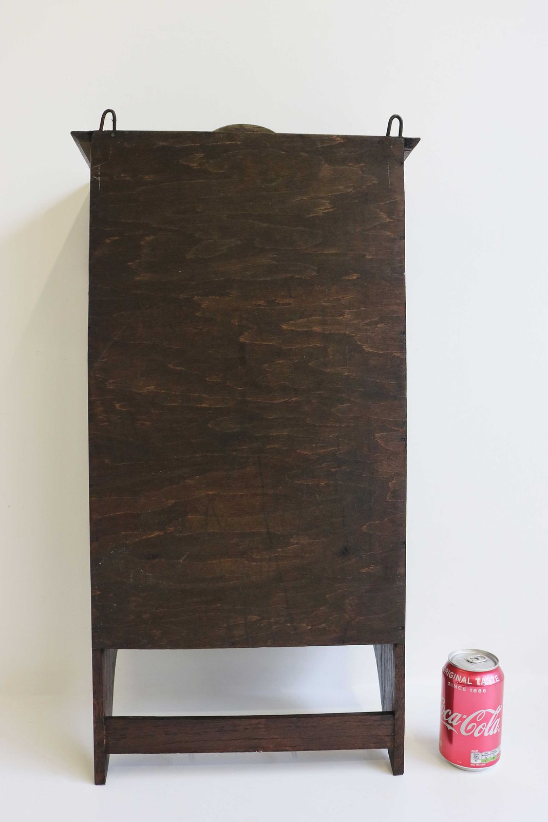 photo furniture Vintage Small Wall Cabinet With Pediment Beveled Mirror Small Drawer Bathroom Medicine Apothecary Kitchen Cabinet Two Small Hooks 1930 40s
