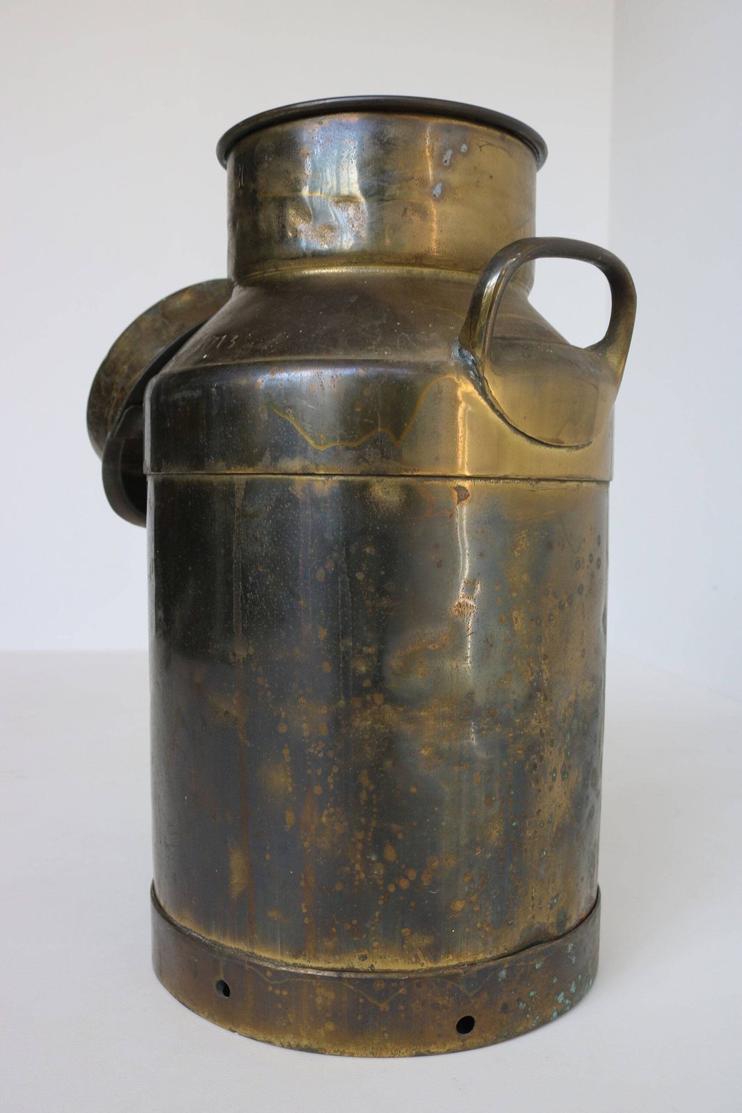 Lovely Antique Belgium Copper Plated Milk Jar Umbrella Stand Holder 1880  1900s Country Style Can Farm Late 19th Century Milk Container photo vinterior