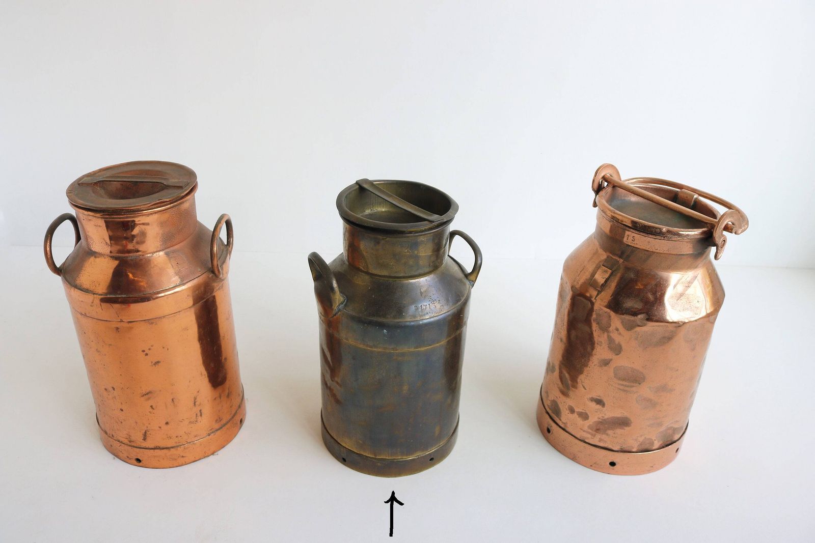 photo for sale Lovely Antique Belgium Copper Plated Milk Jar Umbrella Stand Holder 1880  1900s Country Style Can Farm Late 19th Century Milk Container