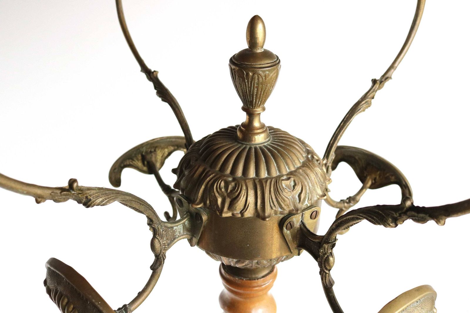 Ornate Brass & Barley Twisted Wood Italian Coat Hat Rack Hall Tree Floor Stand Hollywood Regency Vintage Fish Base Bedroom Furniture 1950s photo Furniture