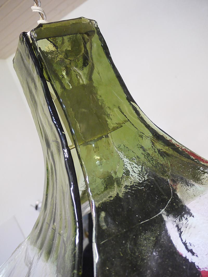 Mazzega Tulip Pendant Lamp Green & Clear Murano Glass By Carlo Nason Italy 1960s photo buy