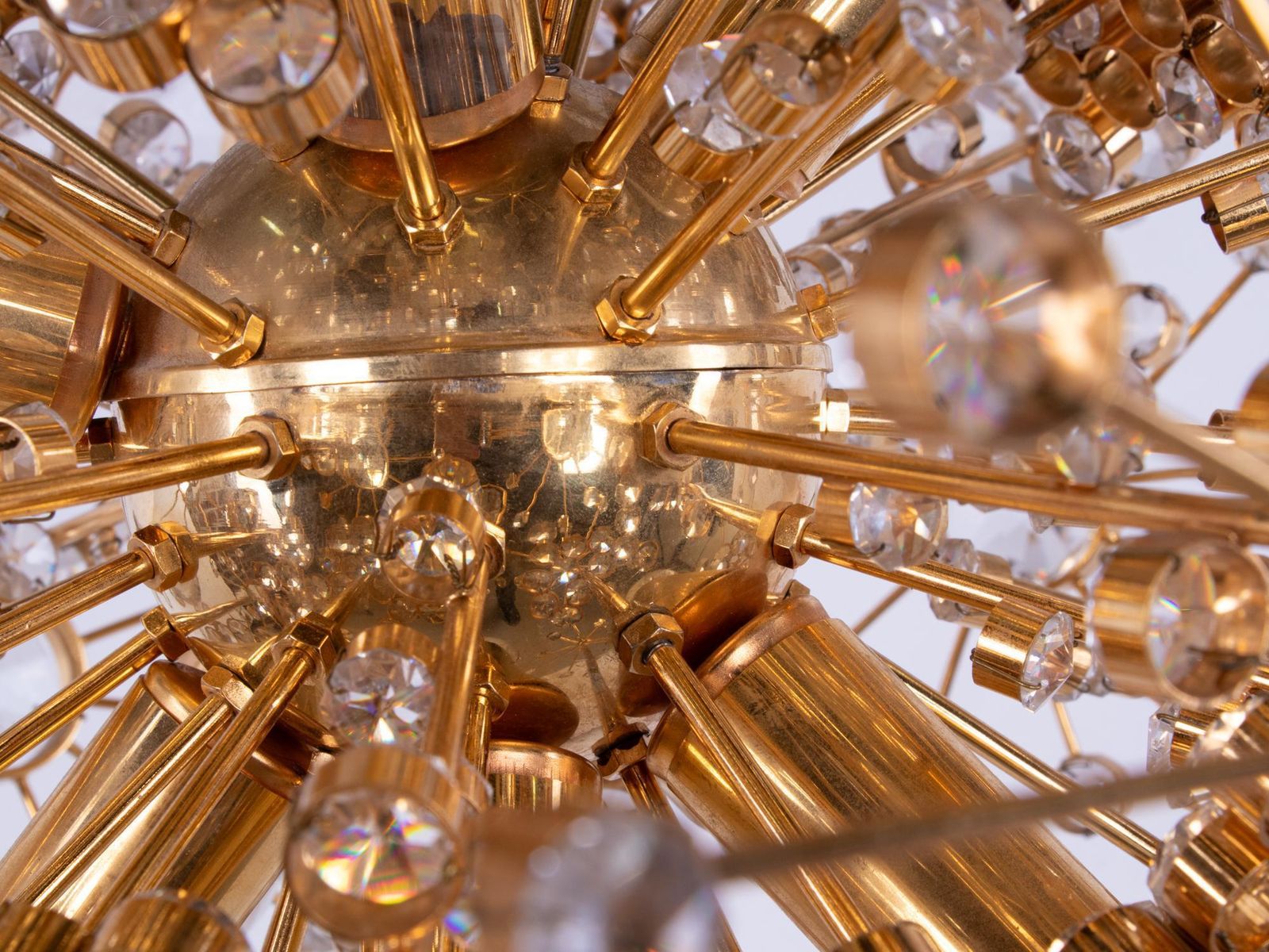 Lighting 1960 Germany Palwa Sputnik Chandelier Swarovski Crystal & Gilt Brass photo