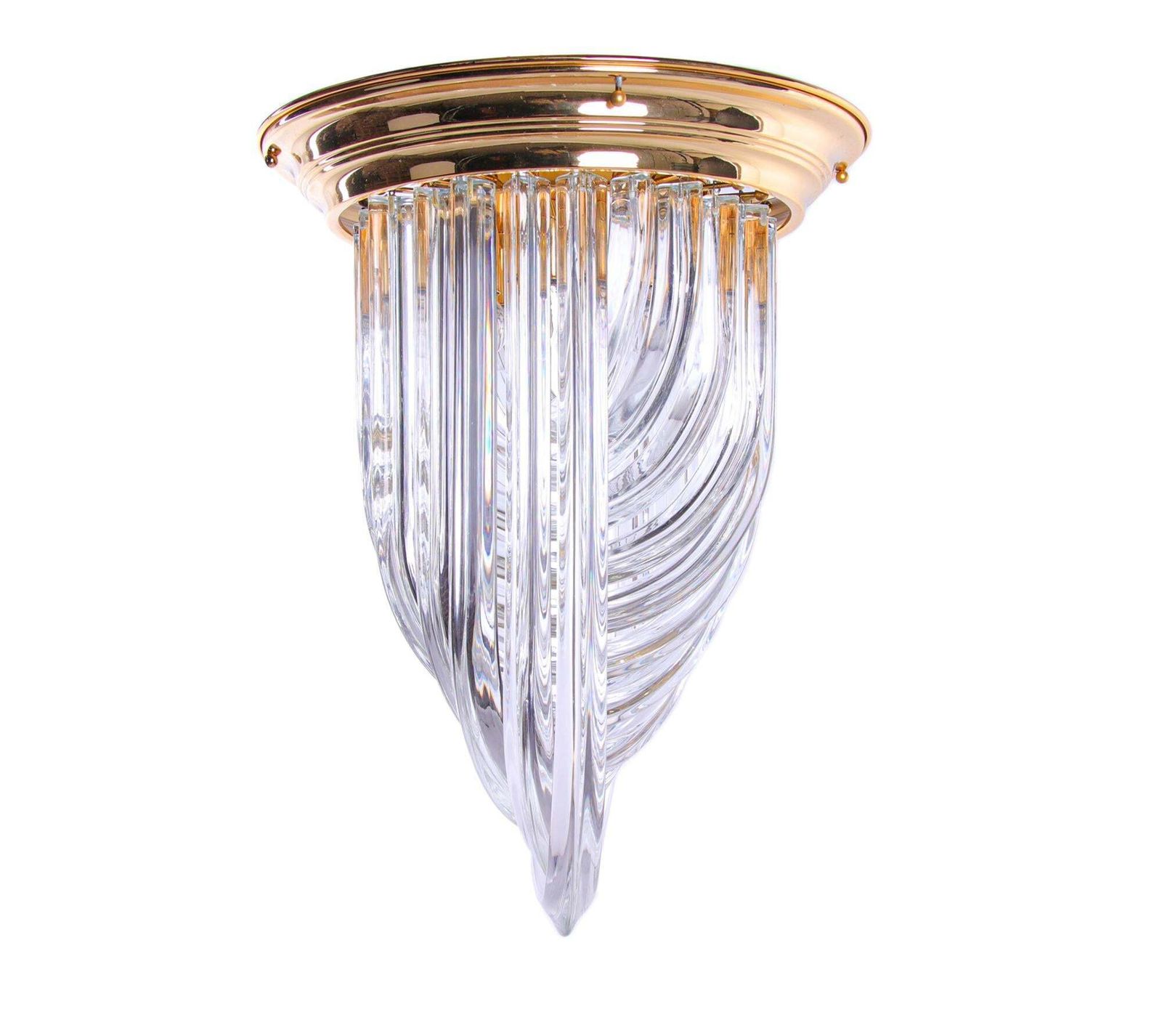 Triedri Curvati Murano Glass Flush Mount Chandelier By Carlo Nason, Venini Italy photo for sale