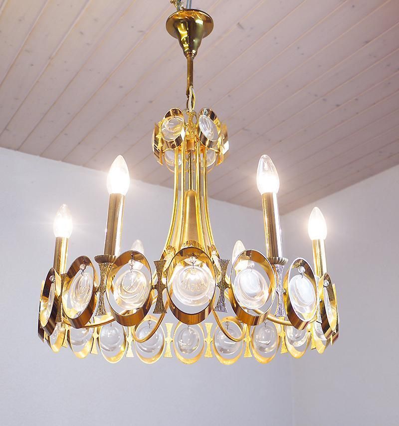 Lobmeyr Chandelier Crystal Glass & Gilt Brass, Austria, Vienna, 1960s photo furniture