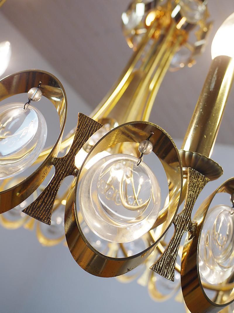 Lobmeyr Chandelier Crystal Glass & Gilt Brass, Austria, Vienna, 1960s photo 2087.0