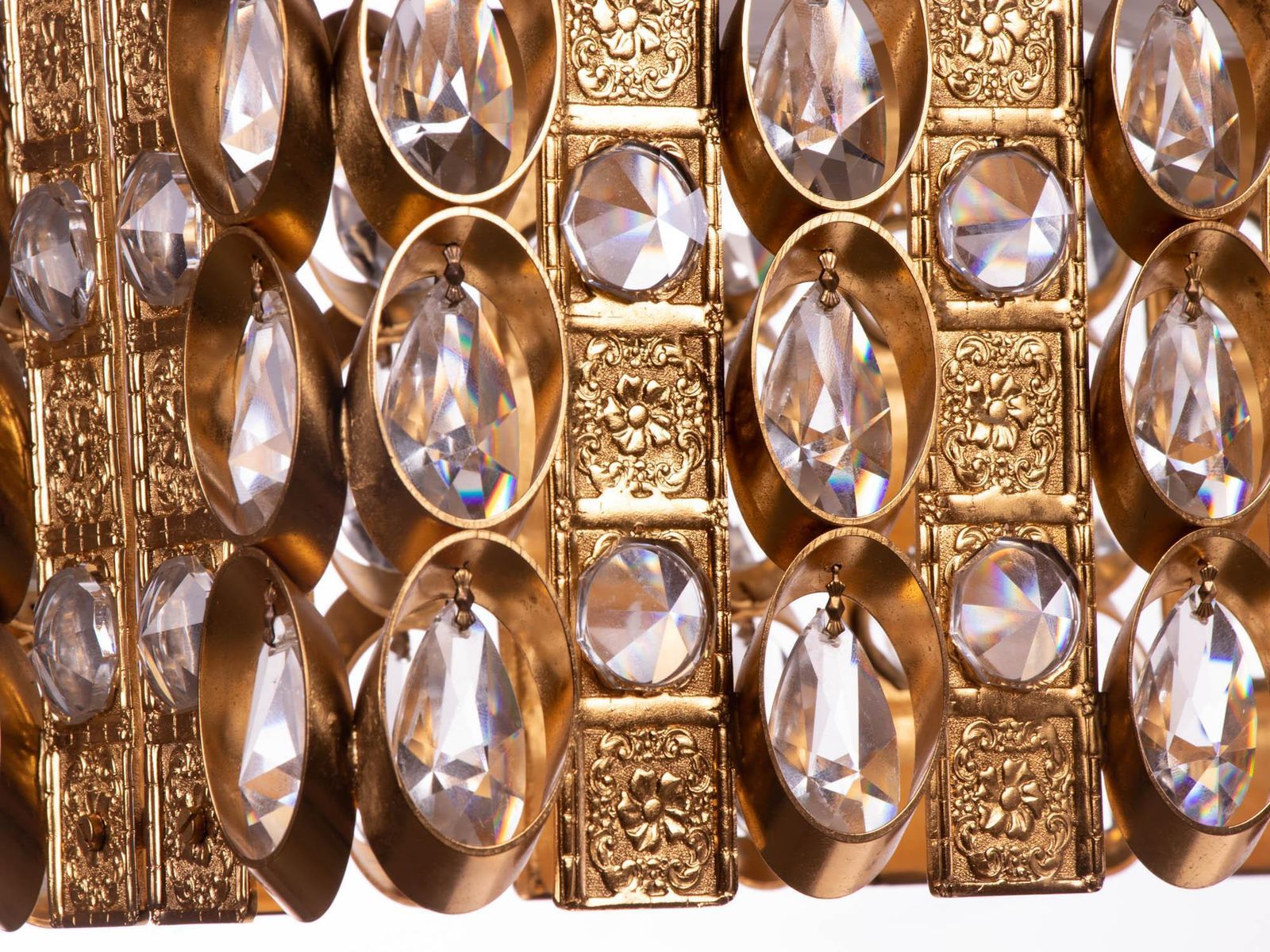 1960 Germany Palwa Chandelier Crystal & Gilt Brass By Christoph Palme photo Lighting