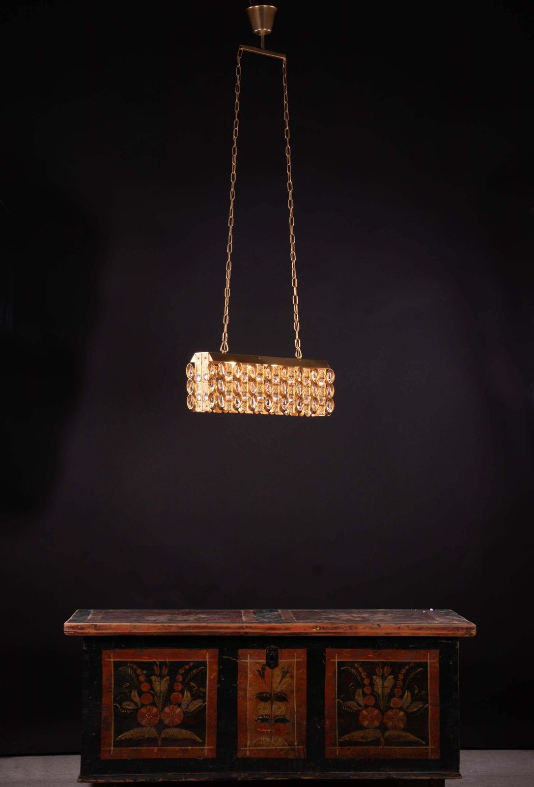 1960 Germany Palwa Chandelier Crystal & Gilt Brass By Christoph Palme photo vinterior